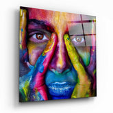 Painted Face Glass Wall Art.